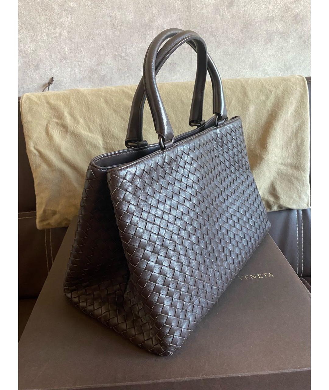 BOTTEGA VENETA Коричневая кожаная сумка тоут, фото 3