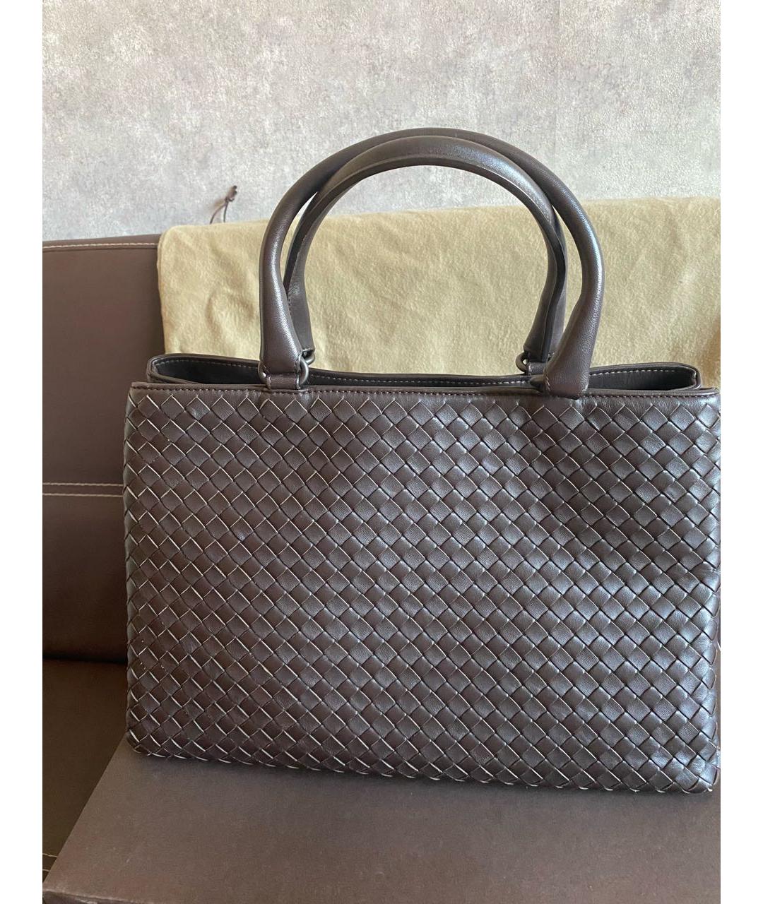 BOTTEGA VENETA Коричневая кожаная сумка тоут, фото 6