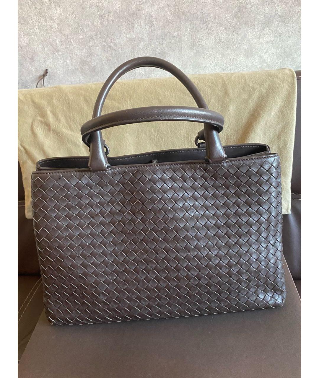 BOTTEGA VENETA Коричневая кожаная сумка тоут, фото 4