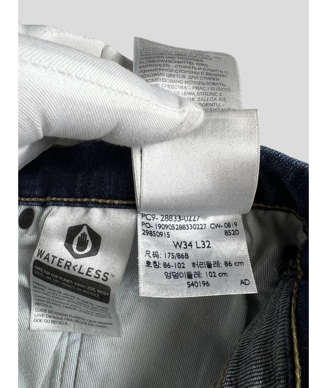 LEVI'S Синие хлопко-эластановые прямые джинсы, фото 7