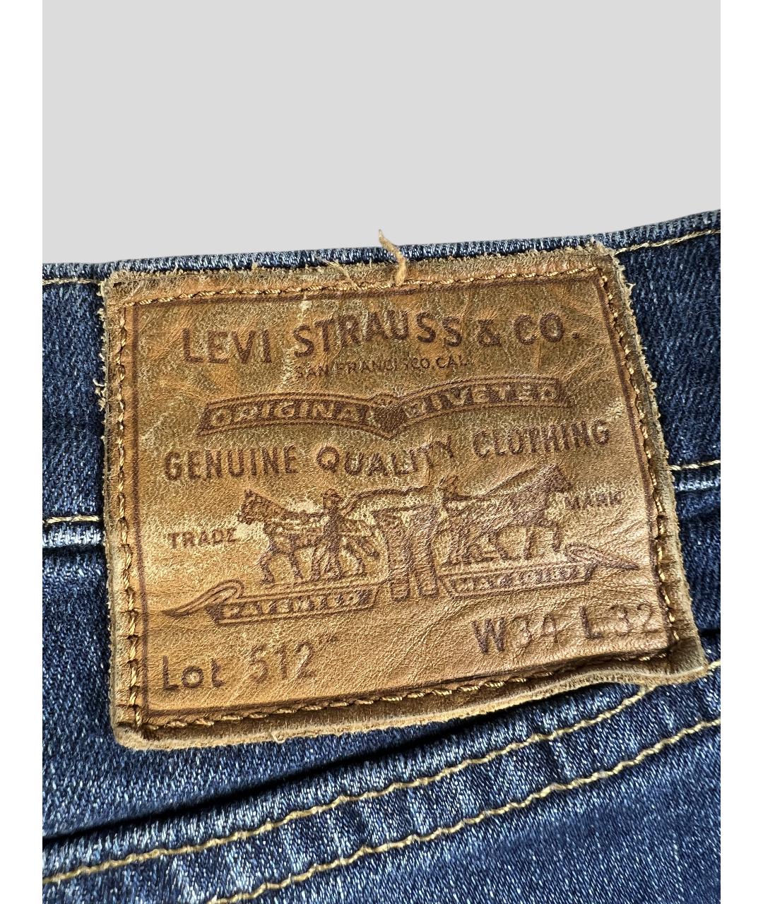 LEVI'S Синие хлопко-эластановые прямые джинсы, фото 4