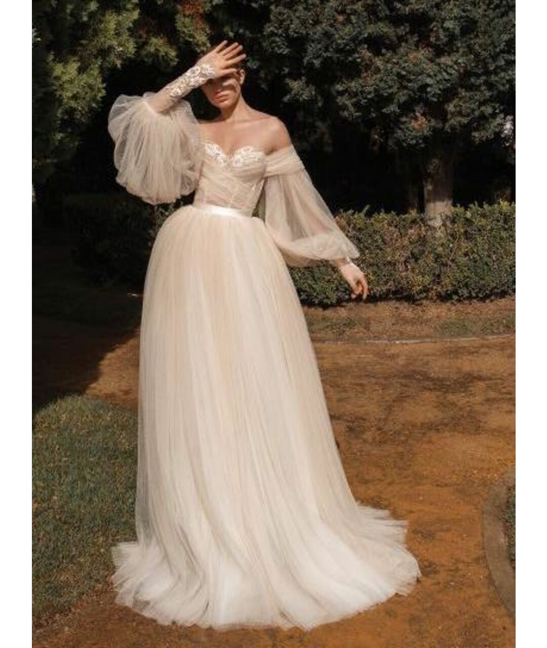 GALIA LAHAV Бежевое полиэстеровое свадебное платье, фото 4