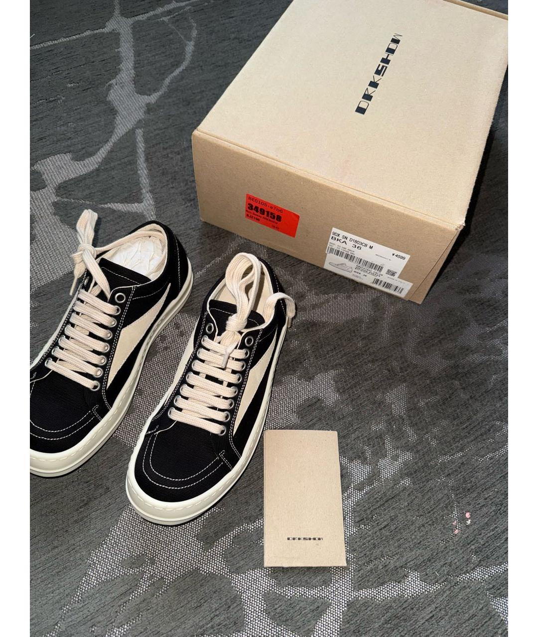 RICK OWENS DRKSHDW Черные текстильные кеды, фото 2