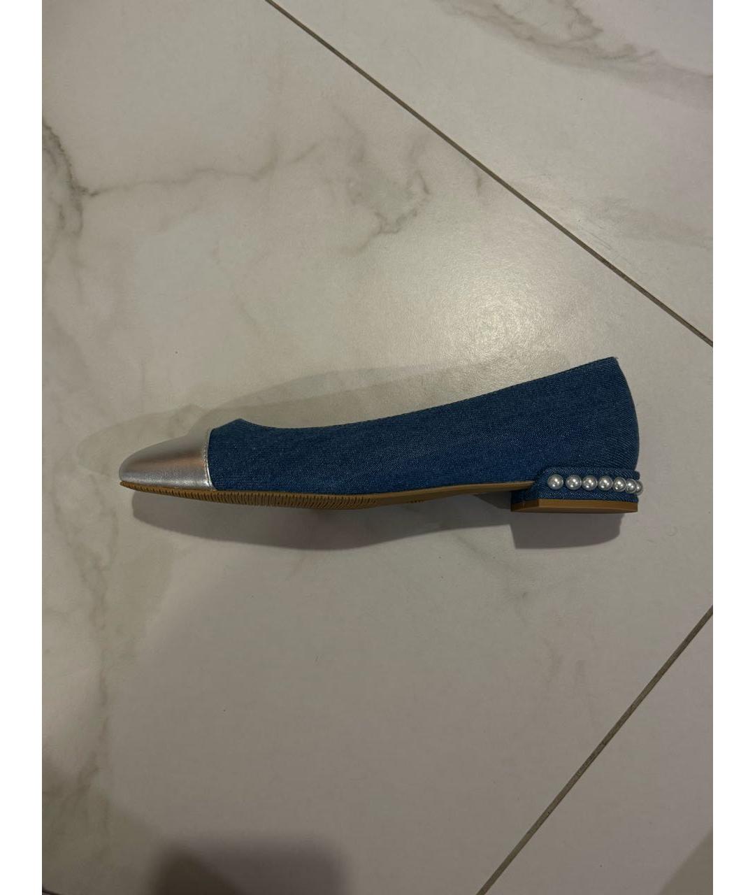 STUART WEITZMAN Синие текстильные балетки, фото 7