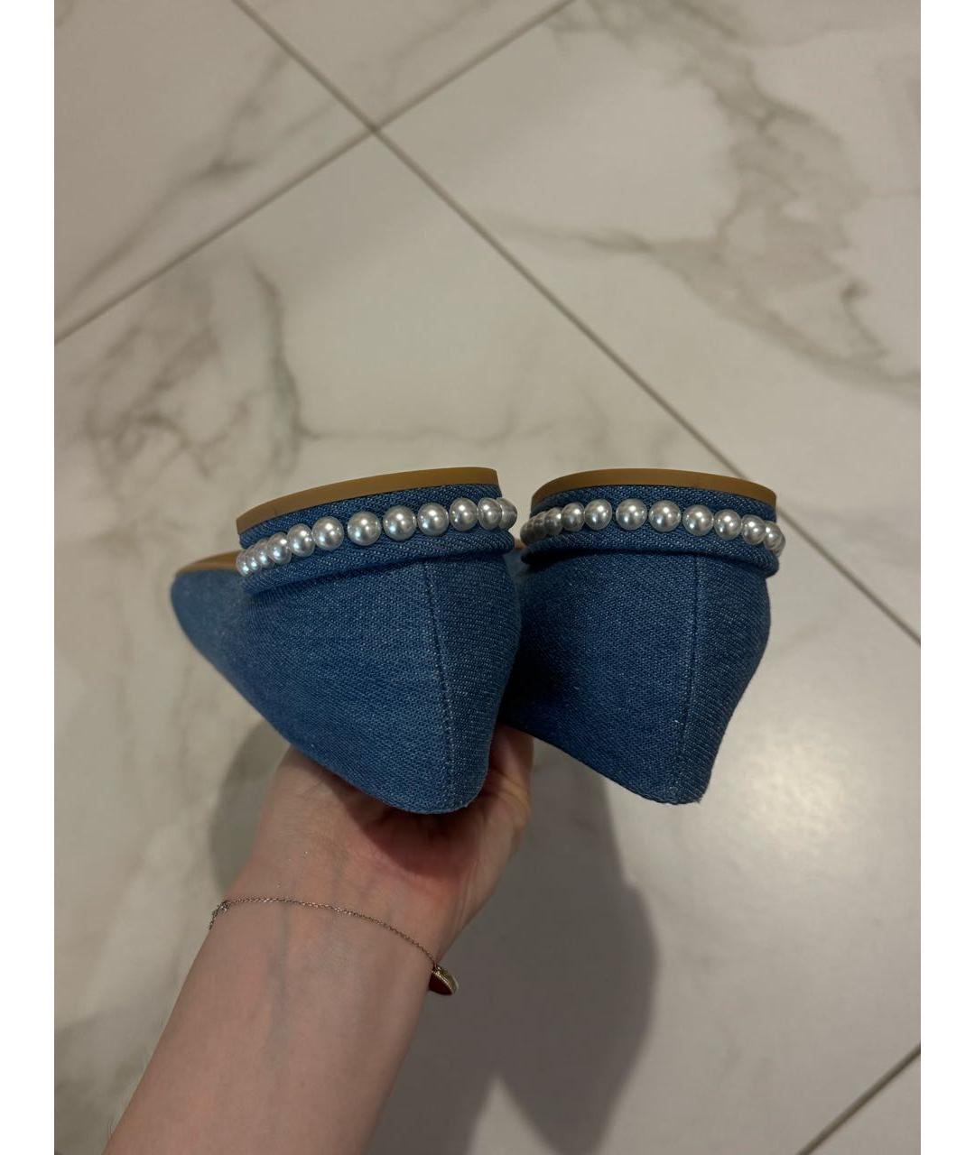 STUART WEITZMAN Синие текстильные балетки, фото 4