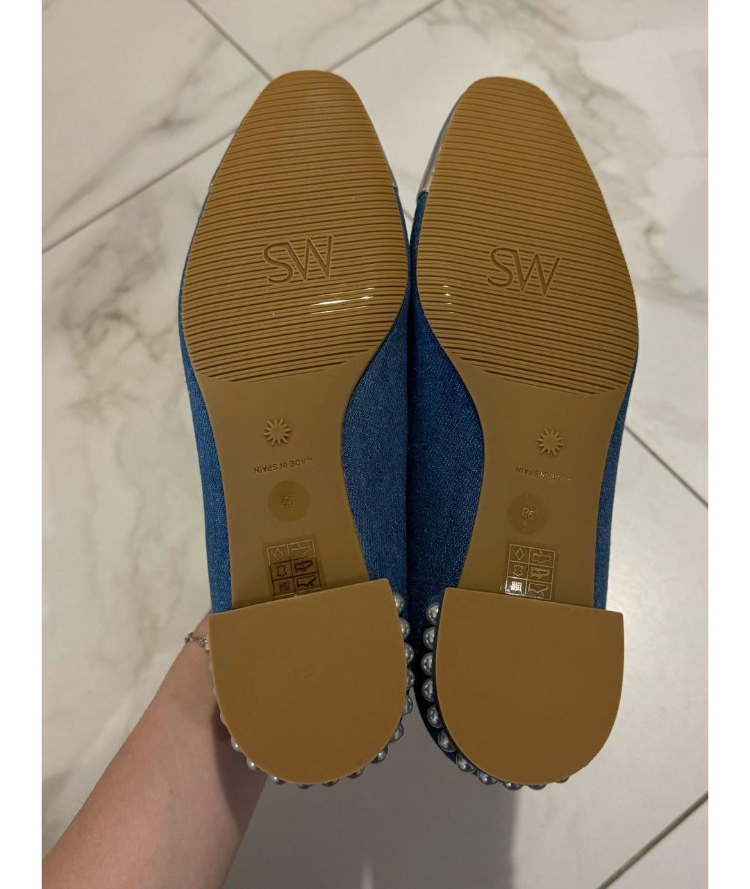 STUART WEITZMAN Синие текстильные балетки, фото 5