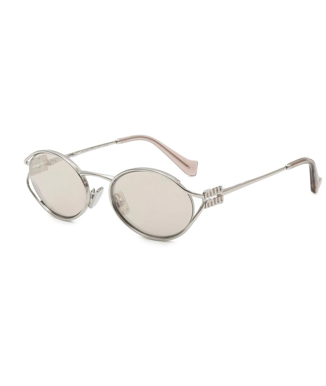 MIU MIU Серебряные металлические солнцезащитные очки, фото 6
