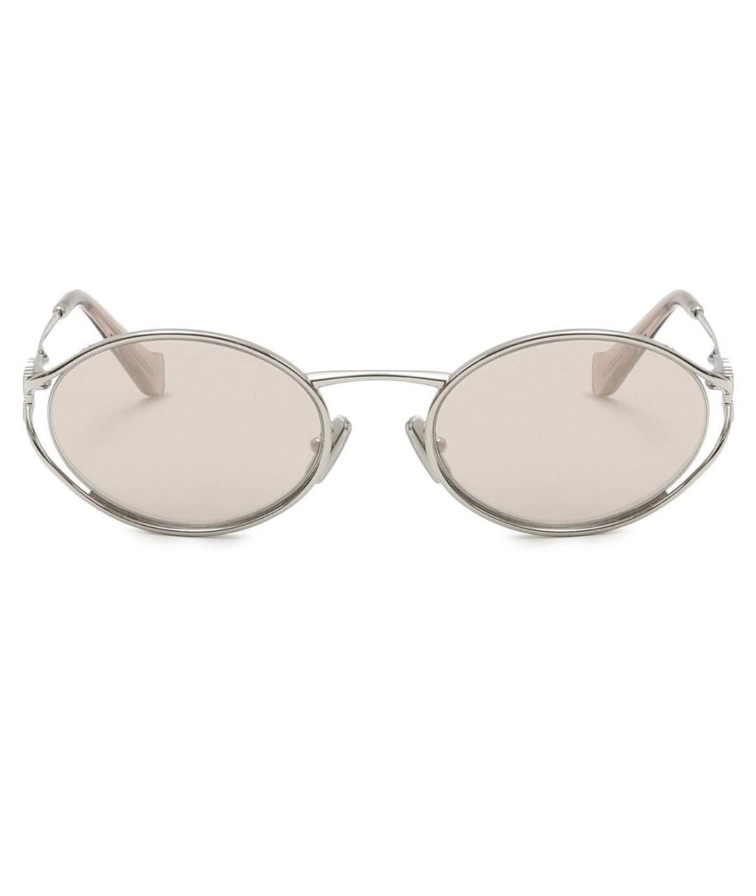 MIU MIU Серебряные металлические солнцезащитные очки, фото 2
