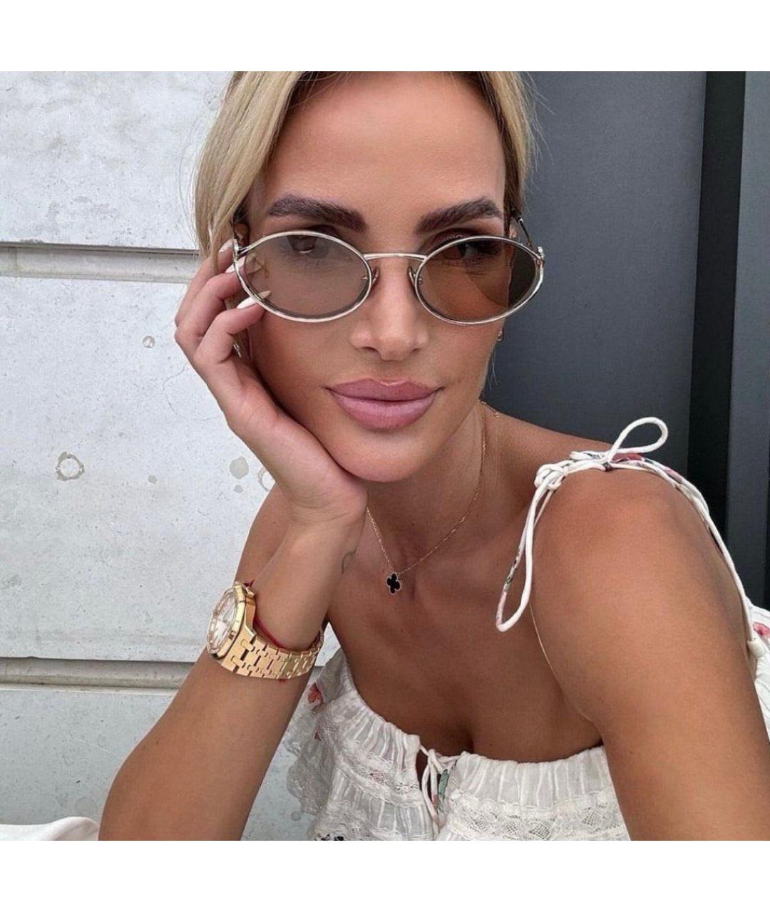 MIU MIU Серебряные металлические солнцезащитные очки, фото 5