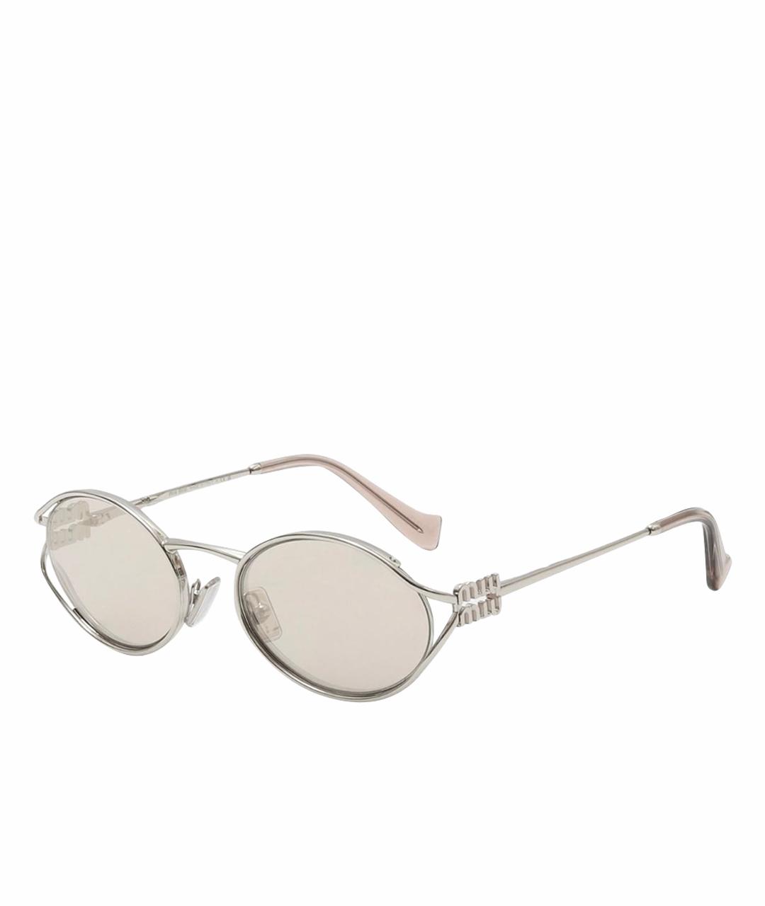 MIU MIU Серебряные металлические солнцезащитные очки, фото 1