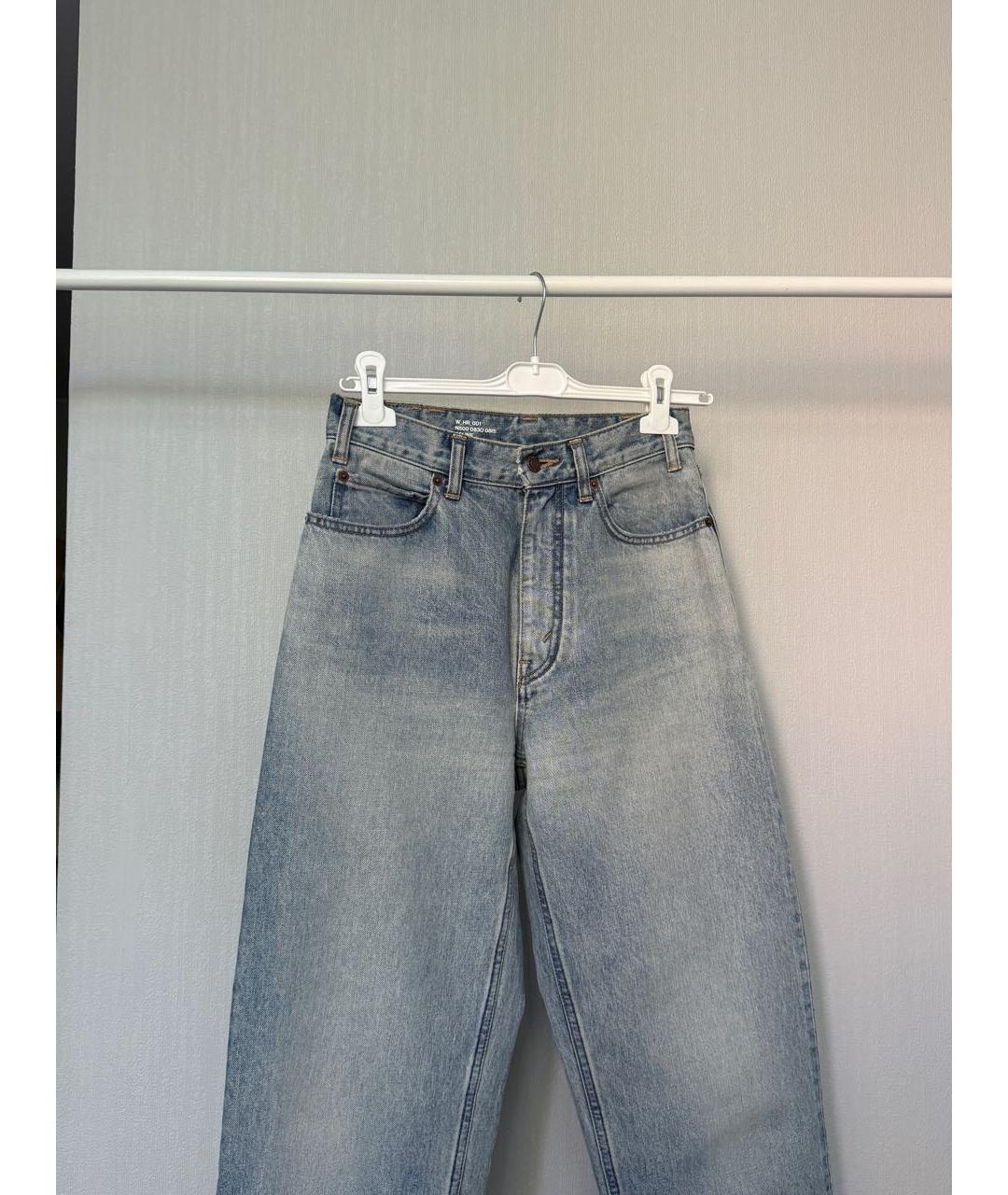 CELINE Голубые хлопковые прямые джинсы, фото 3