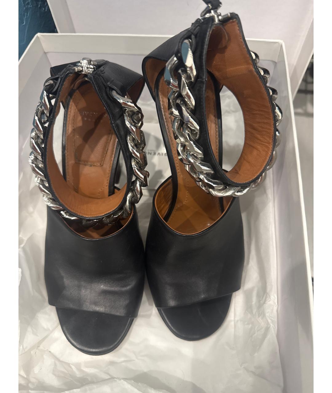 GIVENCHY Черные кожаные босоножки, фото 2