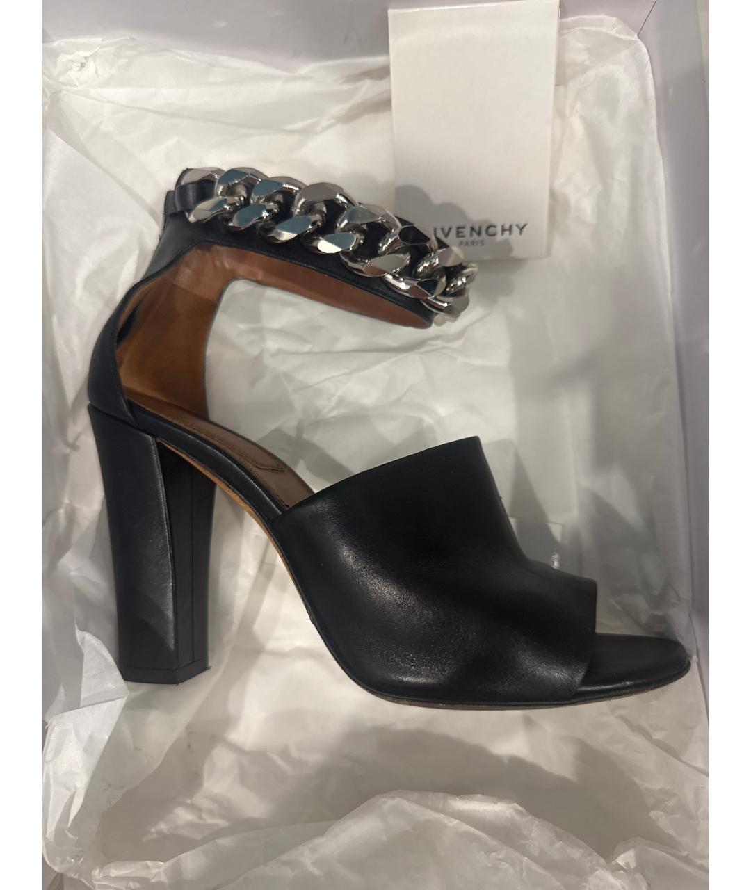 GIVENCHY Черные кожаные босоножки, фото 6