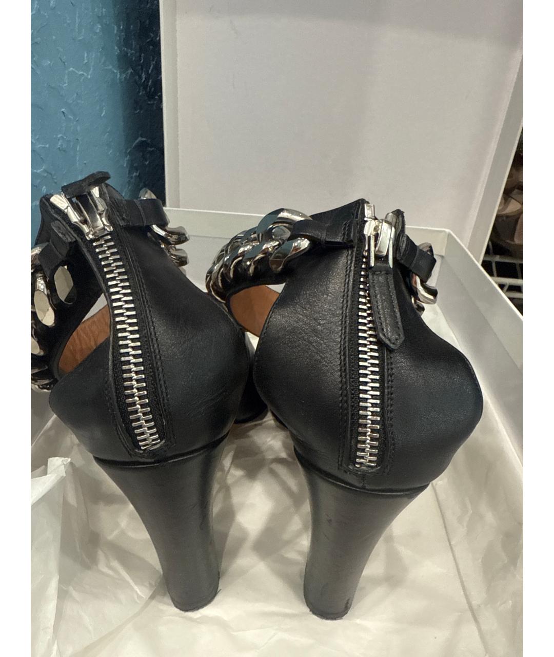 GIVENCHY Черные кожаные босоножки, фото 4