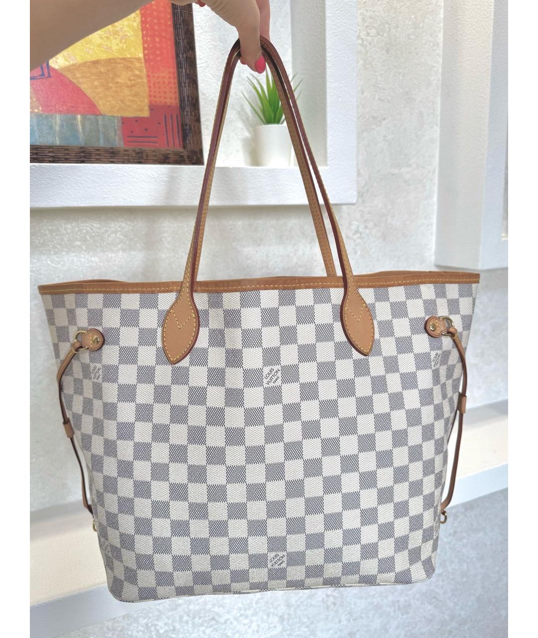 LOUIS VUITTON Белая кожаная сумка тоут, фото 5