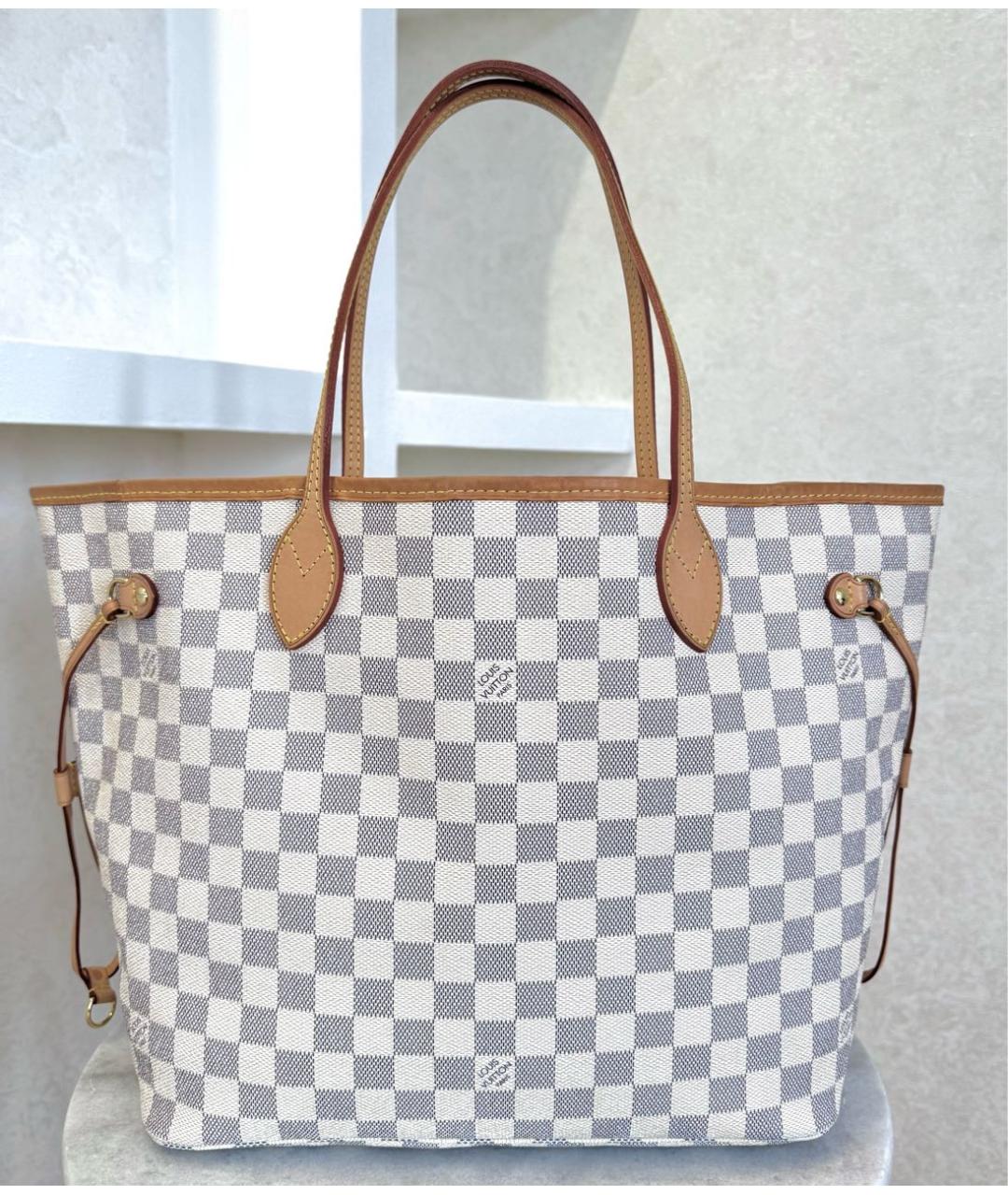 LOUIS VUITTON Белая кожаная сумка тоут, фото 9