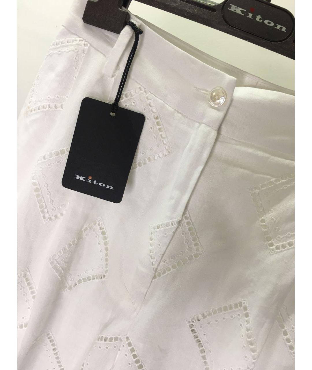 KITON Белые льняные шорты, фото 4