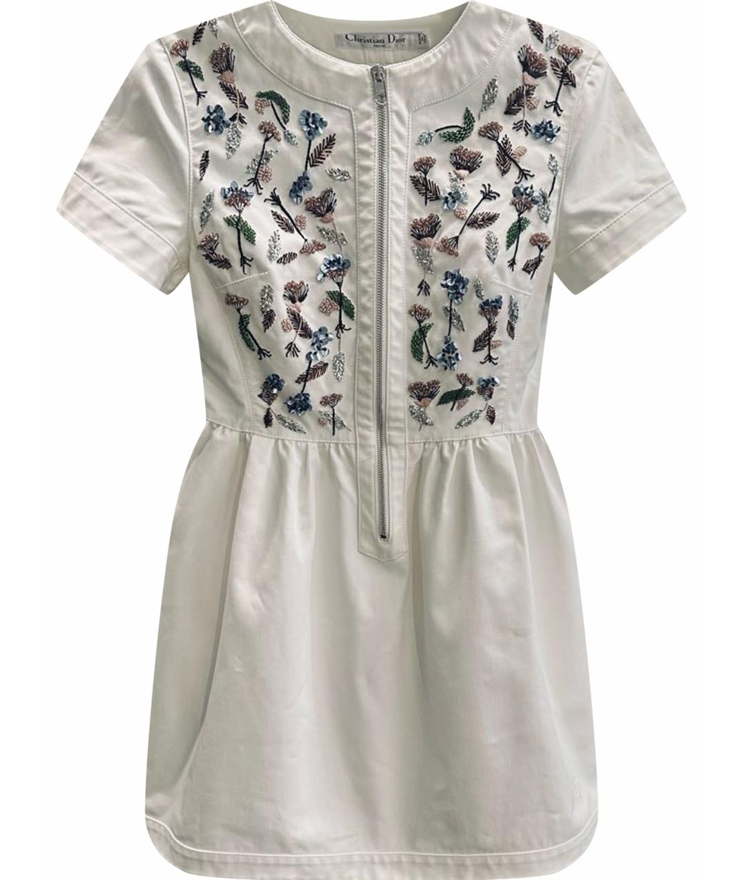 CHRISTIAN DIOR Белое хлопковое коктейльное платье, фото 1