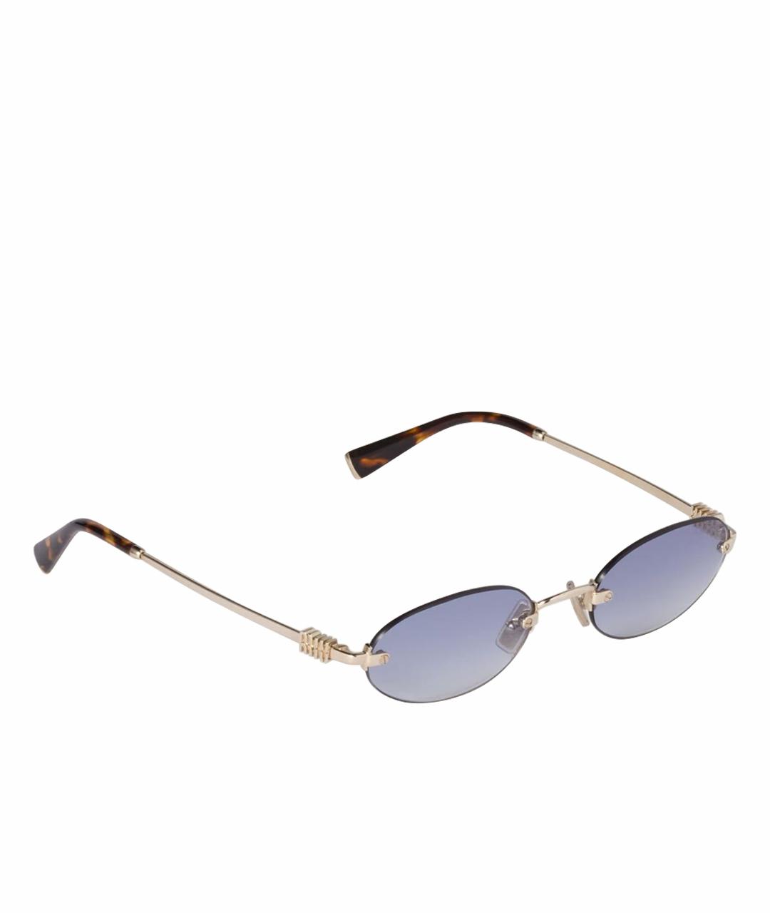MIU MIU Золотые металлические солнцезащитные очки, фото 1