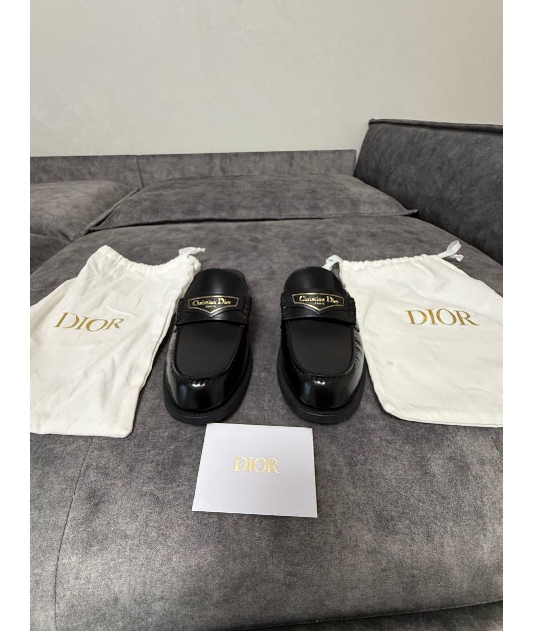 CHRISTIAN DIOR Черные кожаные мюли, фото 3
