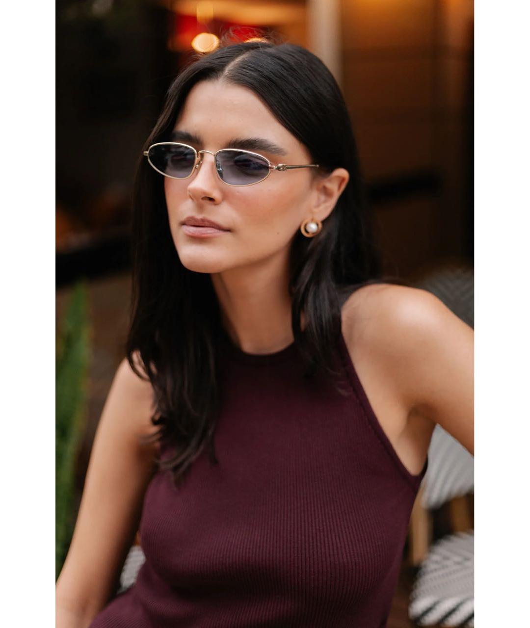 MIU MIU Золотые металлические солнцезащитные очки, фото 5