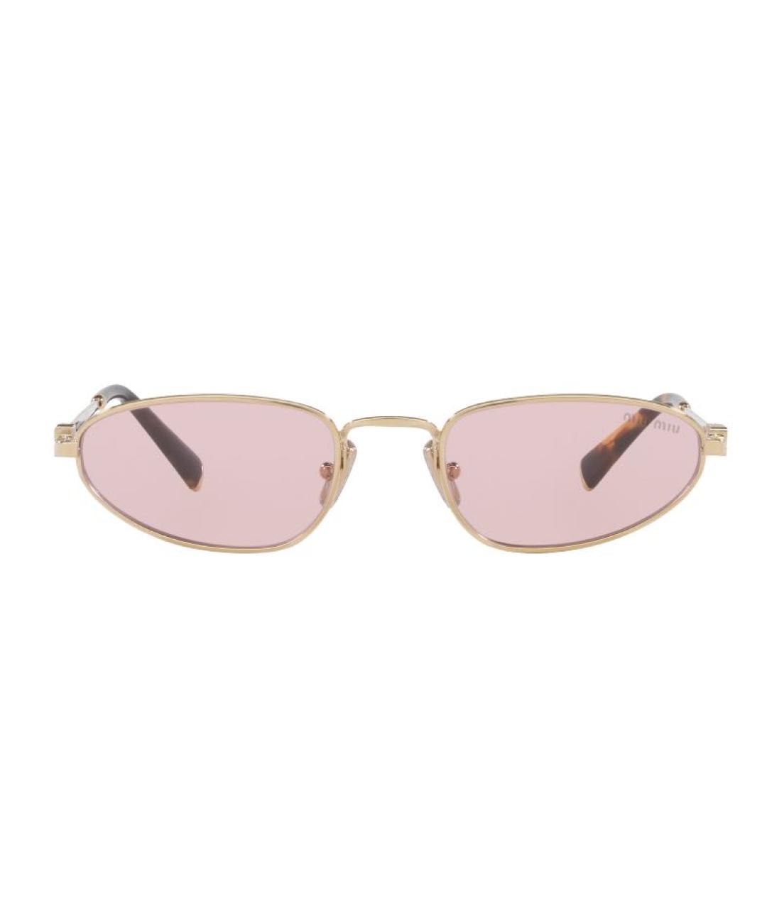 MIU MIU Золотые металлические солнцезащитные очки, фото 2