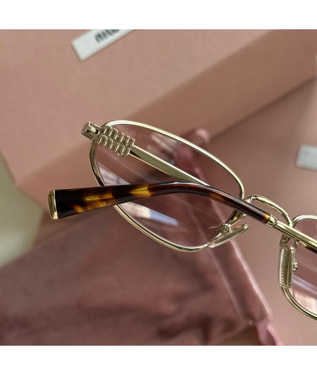 MIU MIU Золотые металлические солнцезащитные очки, фото 4
