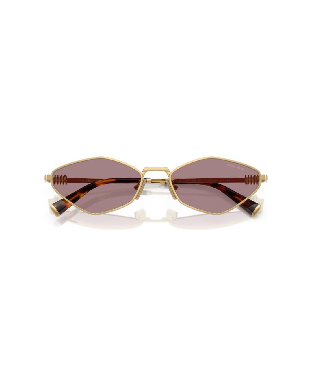 MIU MIU Золотые металлические солнцезащитные очки, фото 4