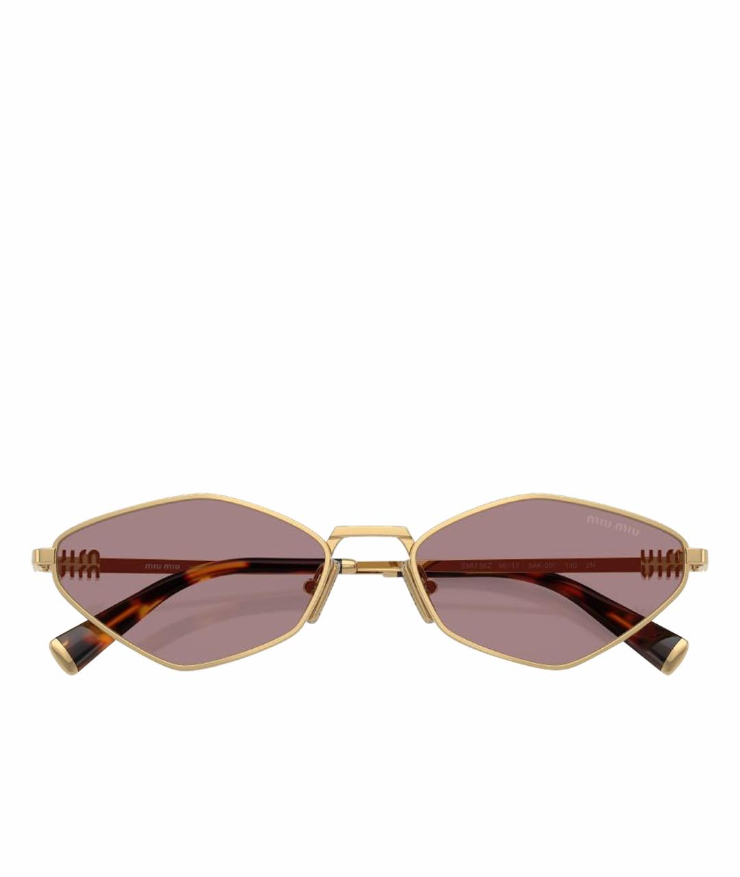 MIU MIU Золотые металлические солнцезащитные очки, фото 1