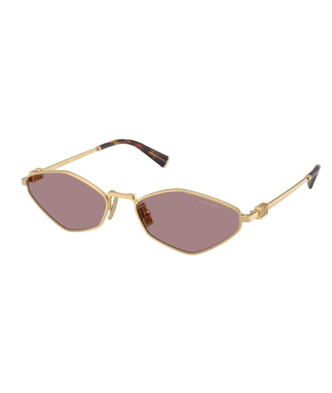 MIU MIU Золотые металлические солнцезащитные очки, фото 2