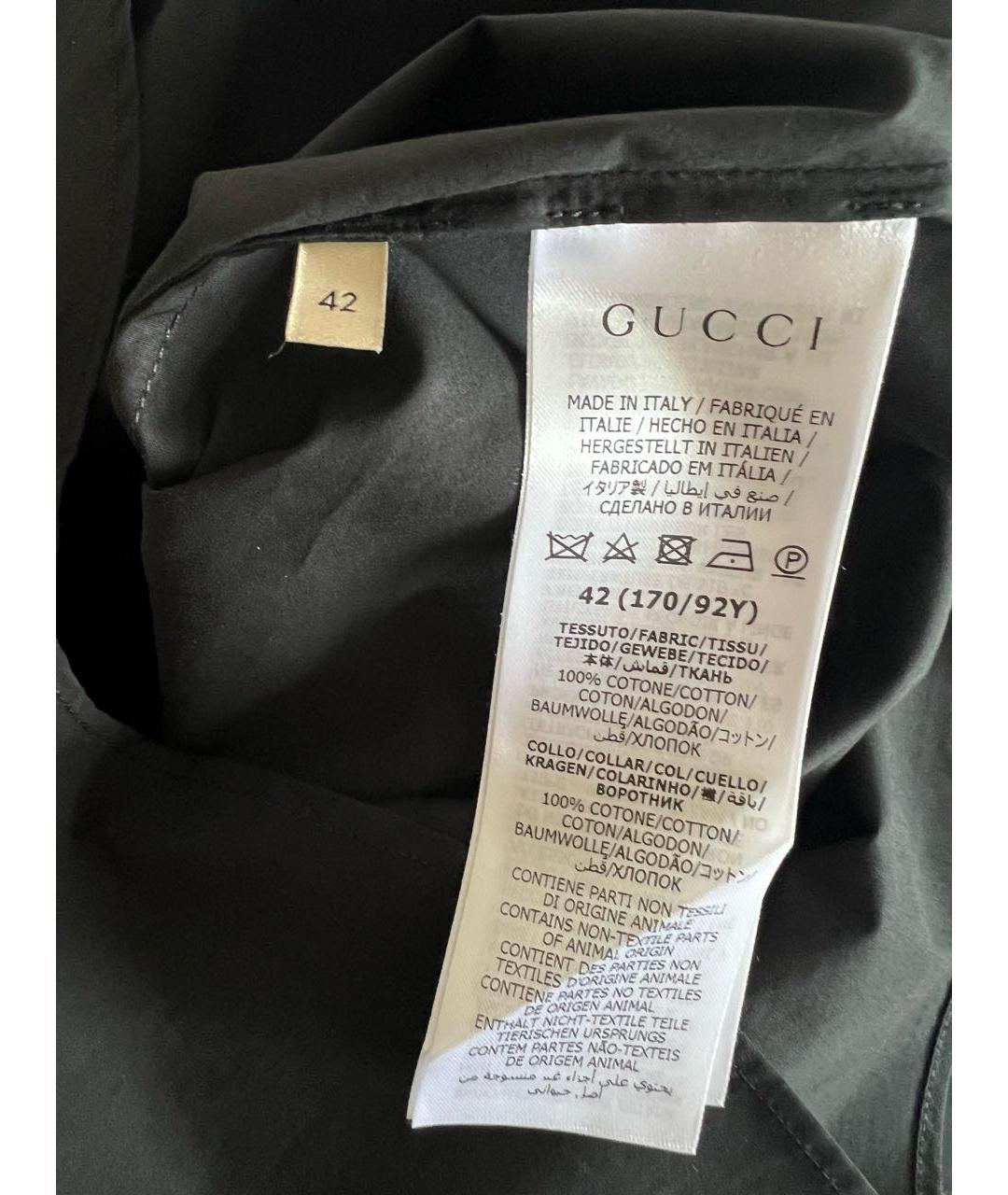 GUCCI Черная хлопковая рубашка, фото 5