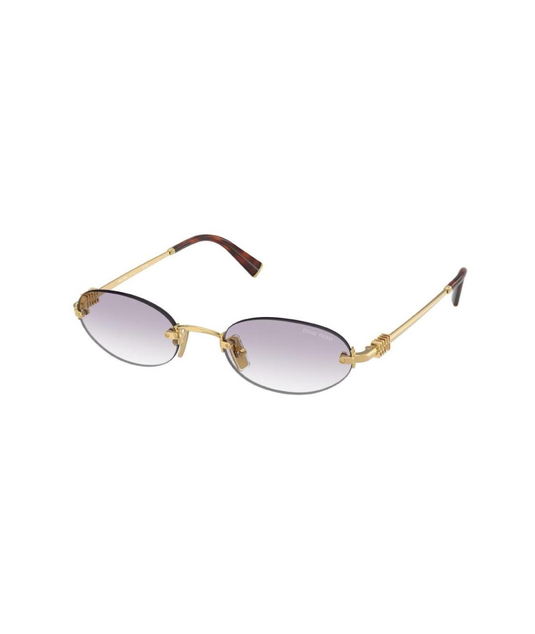 MIU MIU Золотые металлические солнцезащитные очки, фото 4