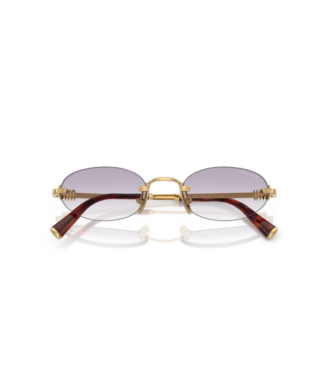 MIU MIU Золотые металлические солнцезащитные очки, фото 2