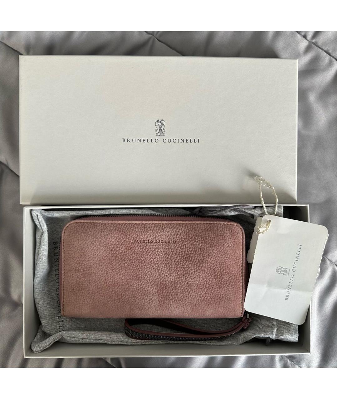 BRUNELLO CUCINELLI Бордовый кожаный кошелек, фото 4