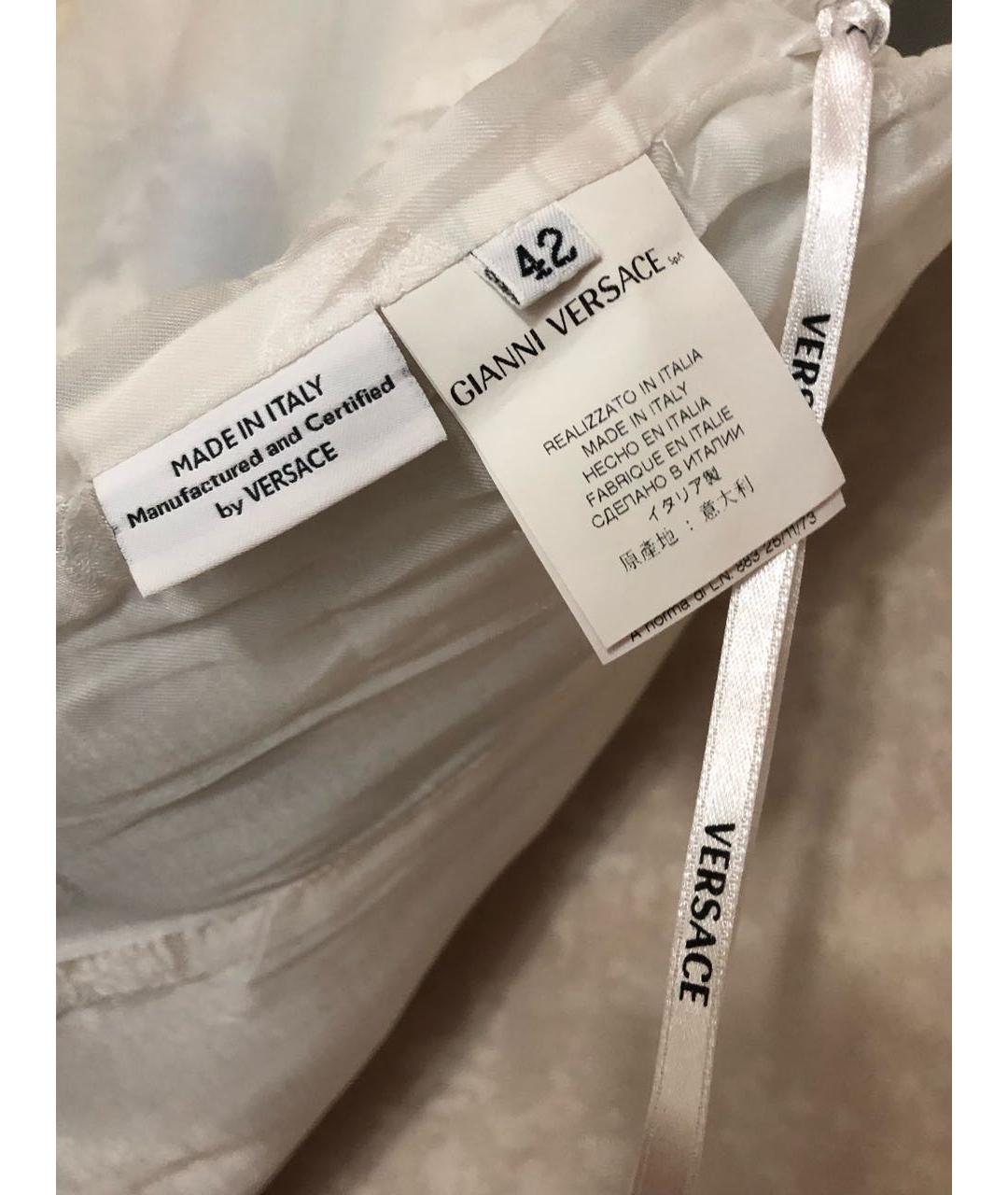 VERSACE Белое хлопко-эластановое повседневное платье, фото 6