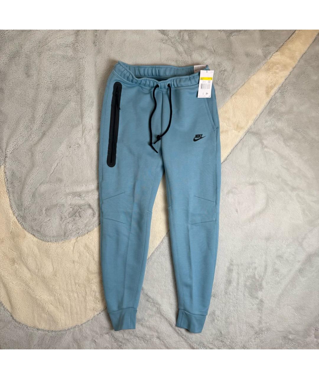 NIKE Голубые хлопковые повседневные брюки, фото 2