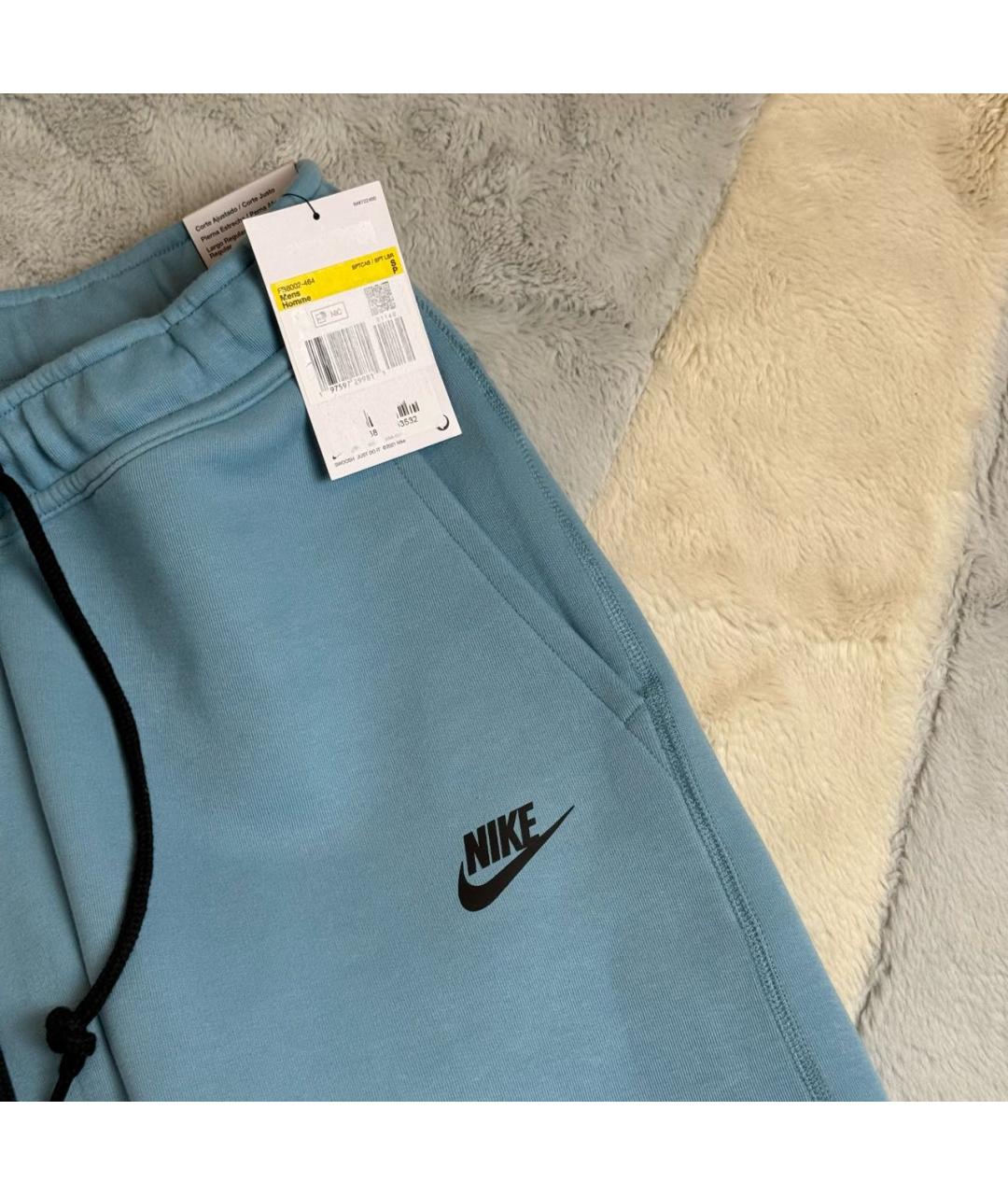 NIKE Голубые хлопковые повседневные брюки, фото 4