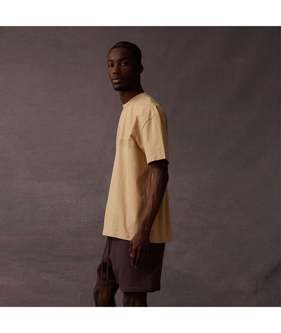 FEAR OF GOD ESSENTIALS Бежевая хлопковая футболка, фото 3