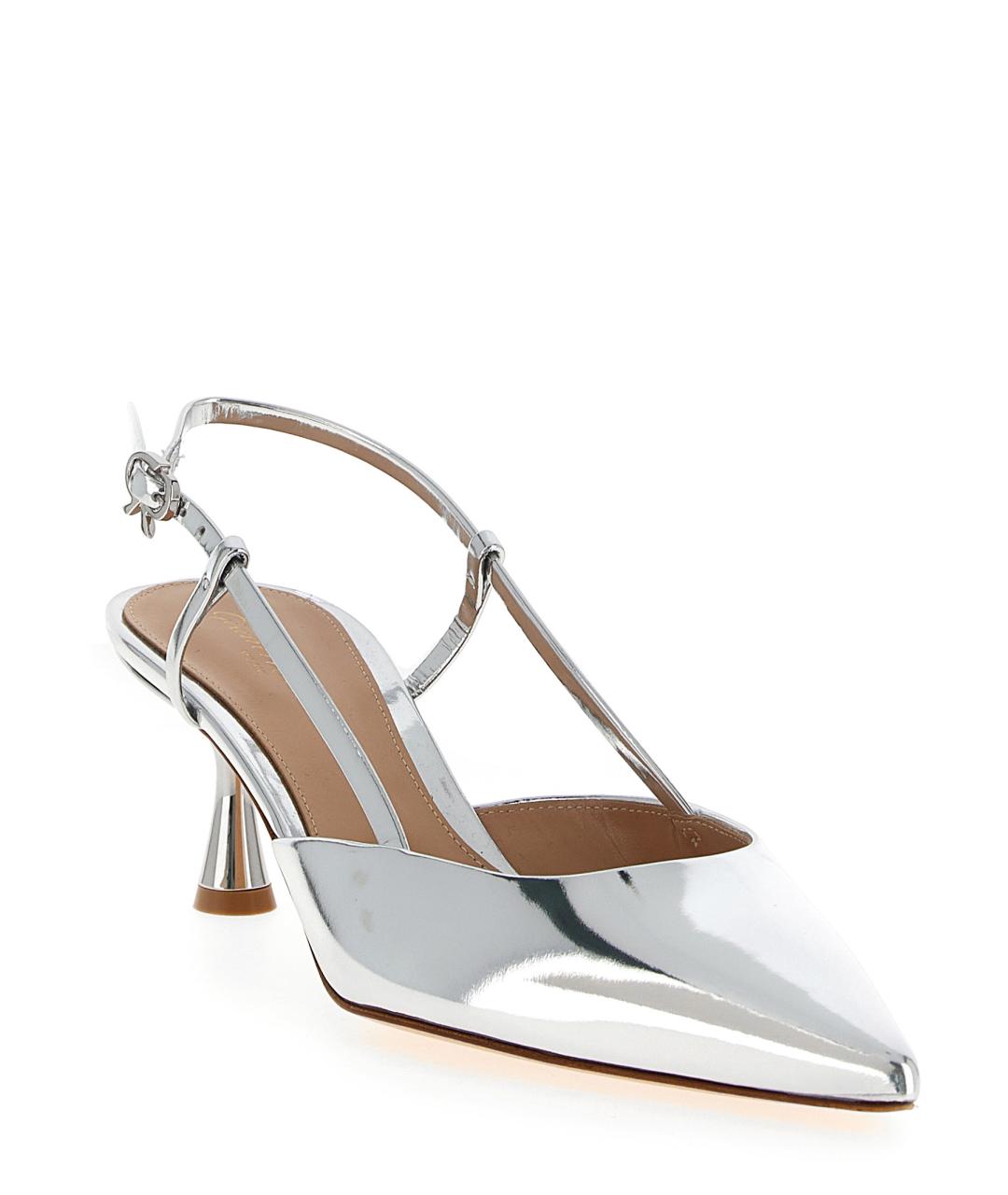 GIANVITO ROSSI Серебряные кожаные туфли, фото 2