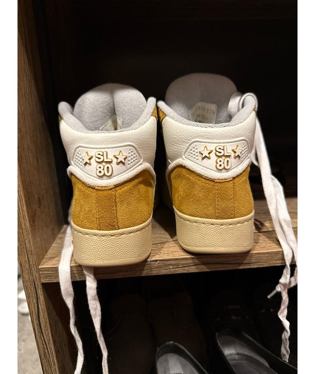 SAINT LAURENT Горчичные кожаные кроссовки, фото 4