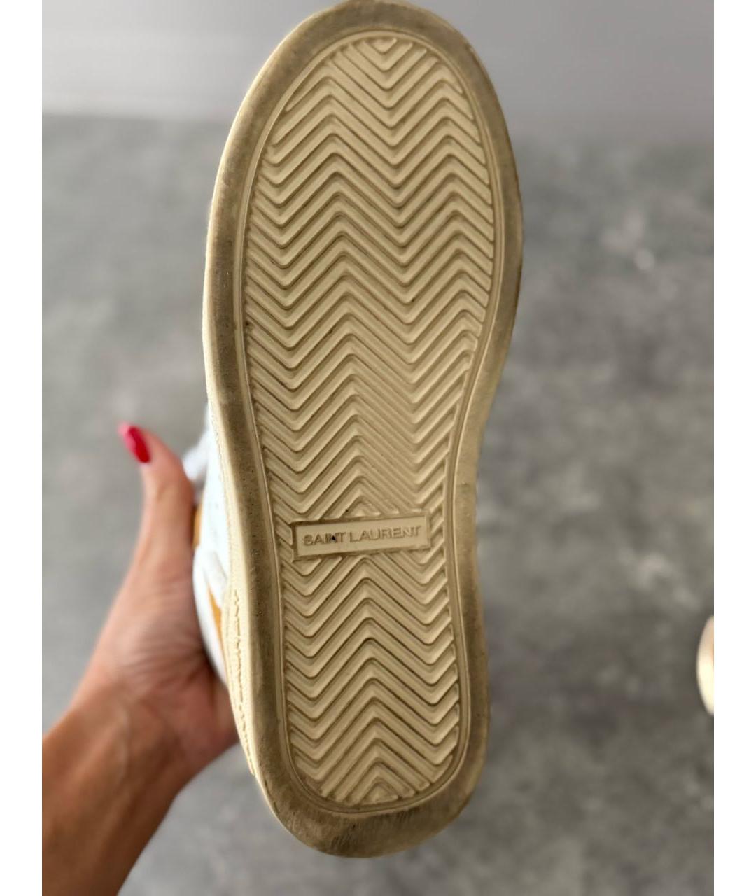 SAINT LAURENT Горчичные кожаные кроссовки, фото 7