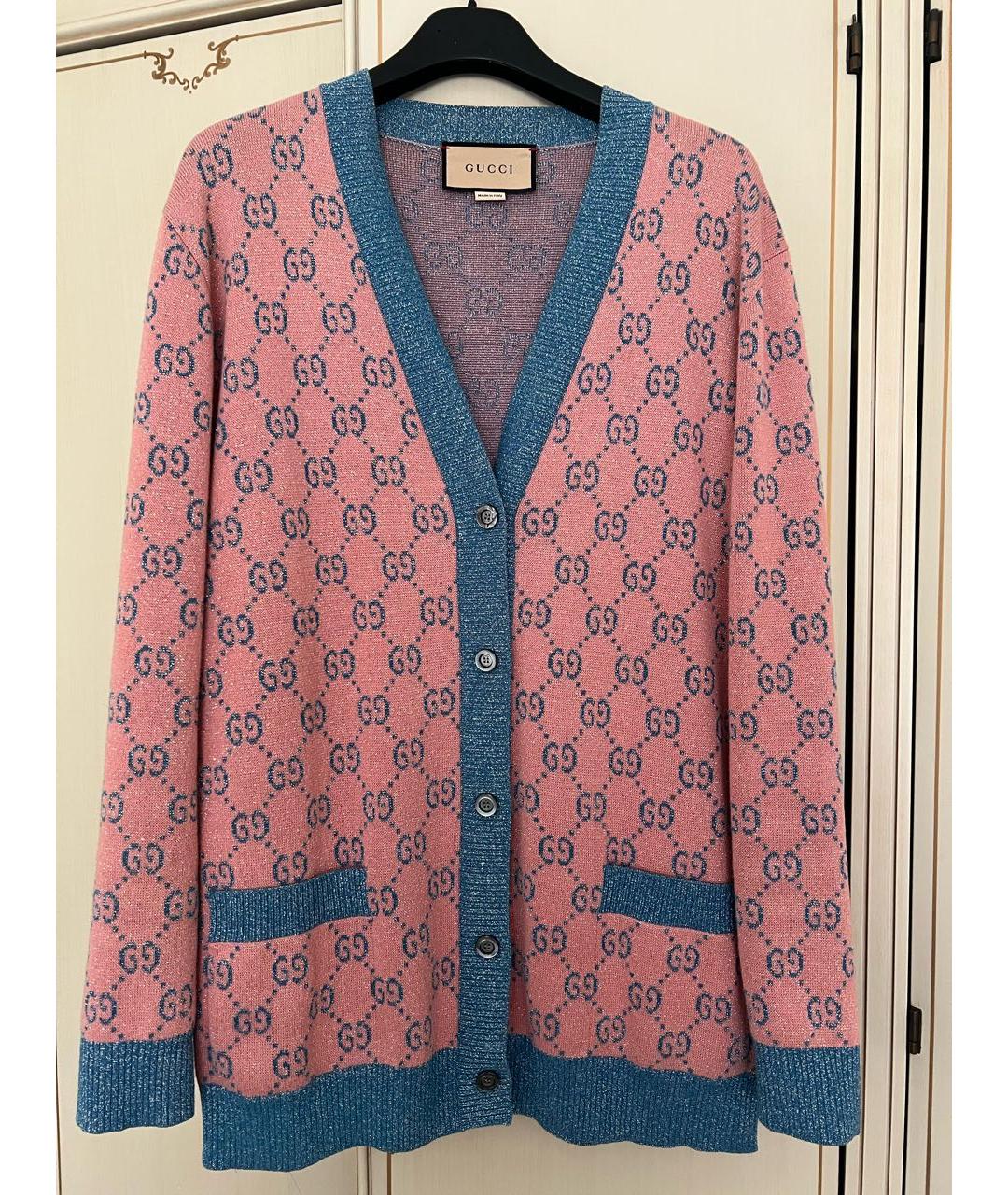 GUCCI Голубой полиэстеровый кардиган, фото 7