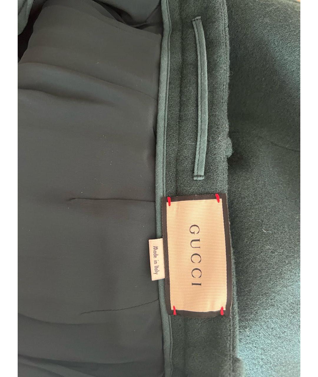 GUCCI Зеленые шерстяные брюки широкие, фото 6