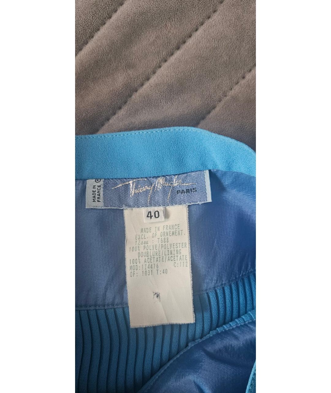 THIERRY MUGLER VINTAGE Бирюзовая полиэстеровая юбка мини, фото 3
