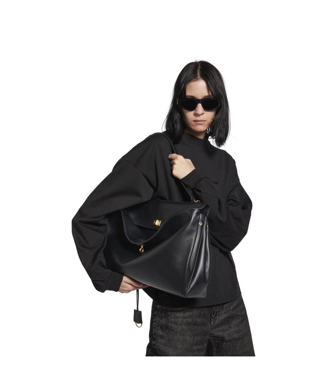 BALENCIAGA Черная кожаная сумка тоут, фото 9