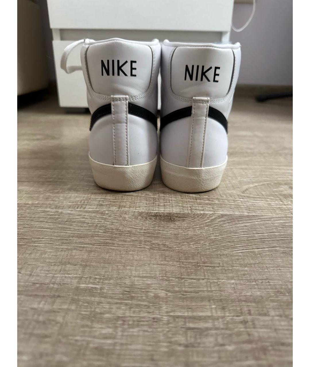 NIKE Белые кожаные высокие кроссовки / кеды, фото 4