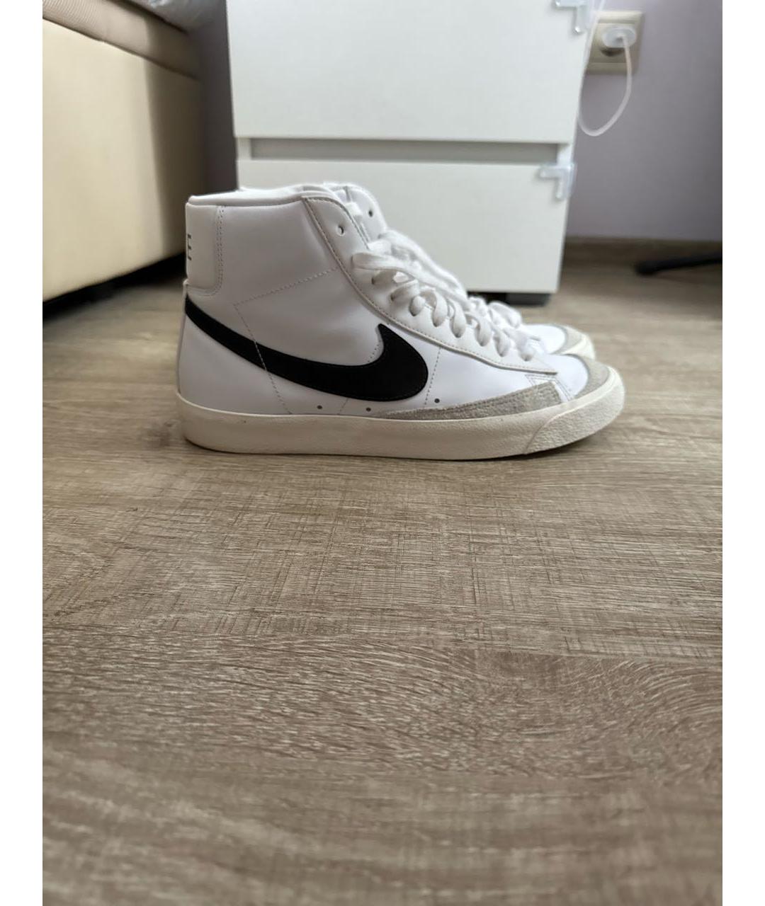NIKE Белые кожаные высокие кроссовки / кеды, фото 5