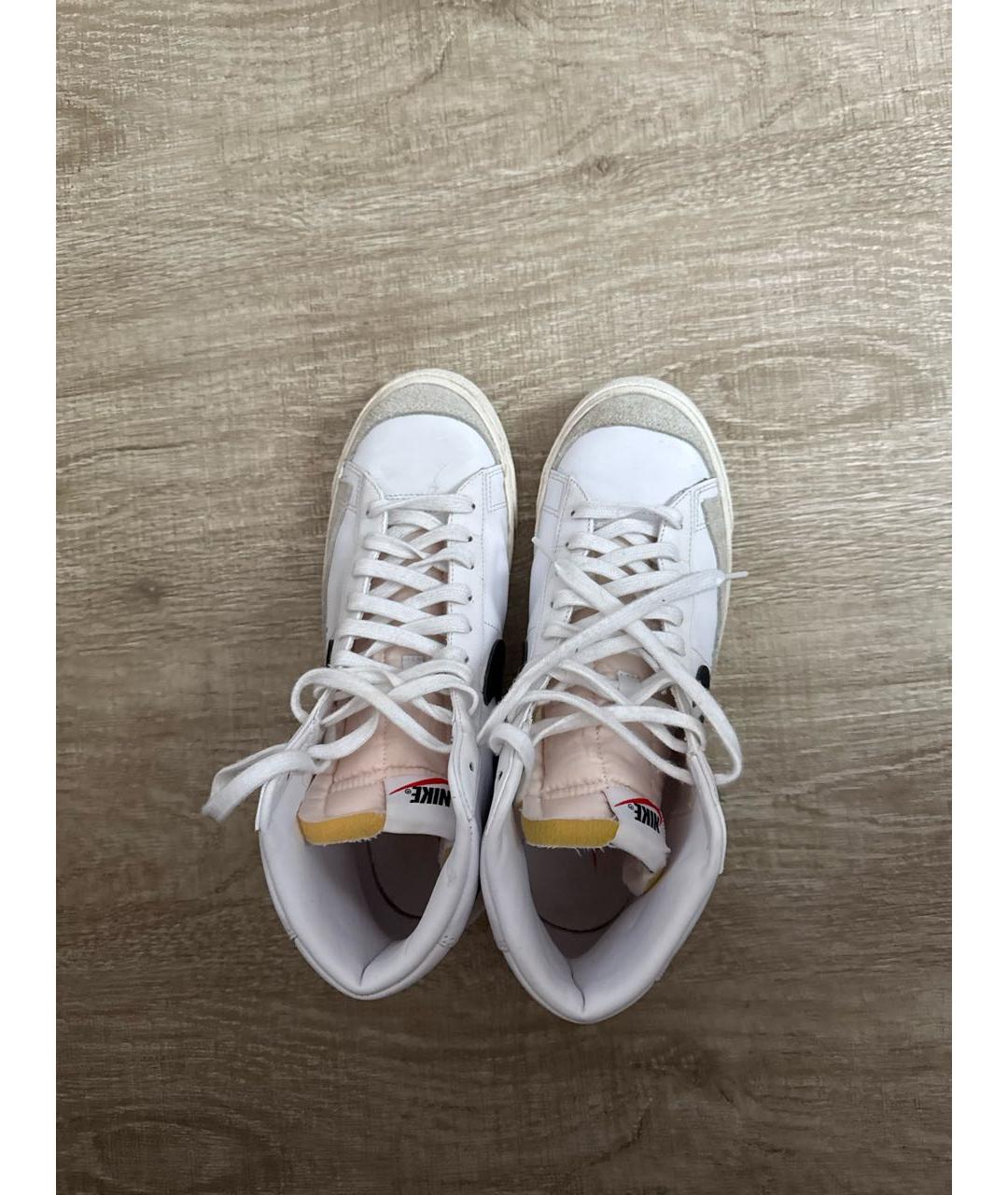 NIKE Белые кожаные высокие кроссовки / кеды, фото 3