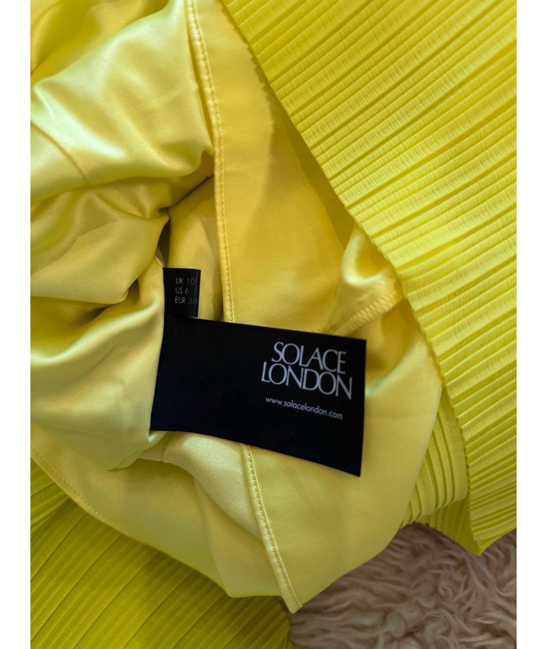 SOLACE LONDON Желтое полиэстеровое коктейльное платье, фото 7