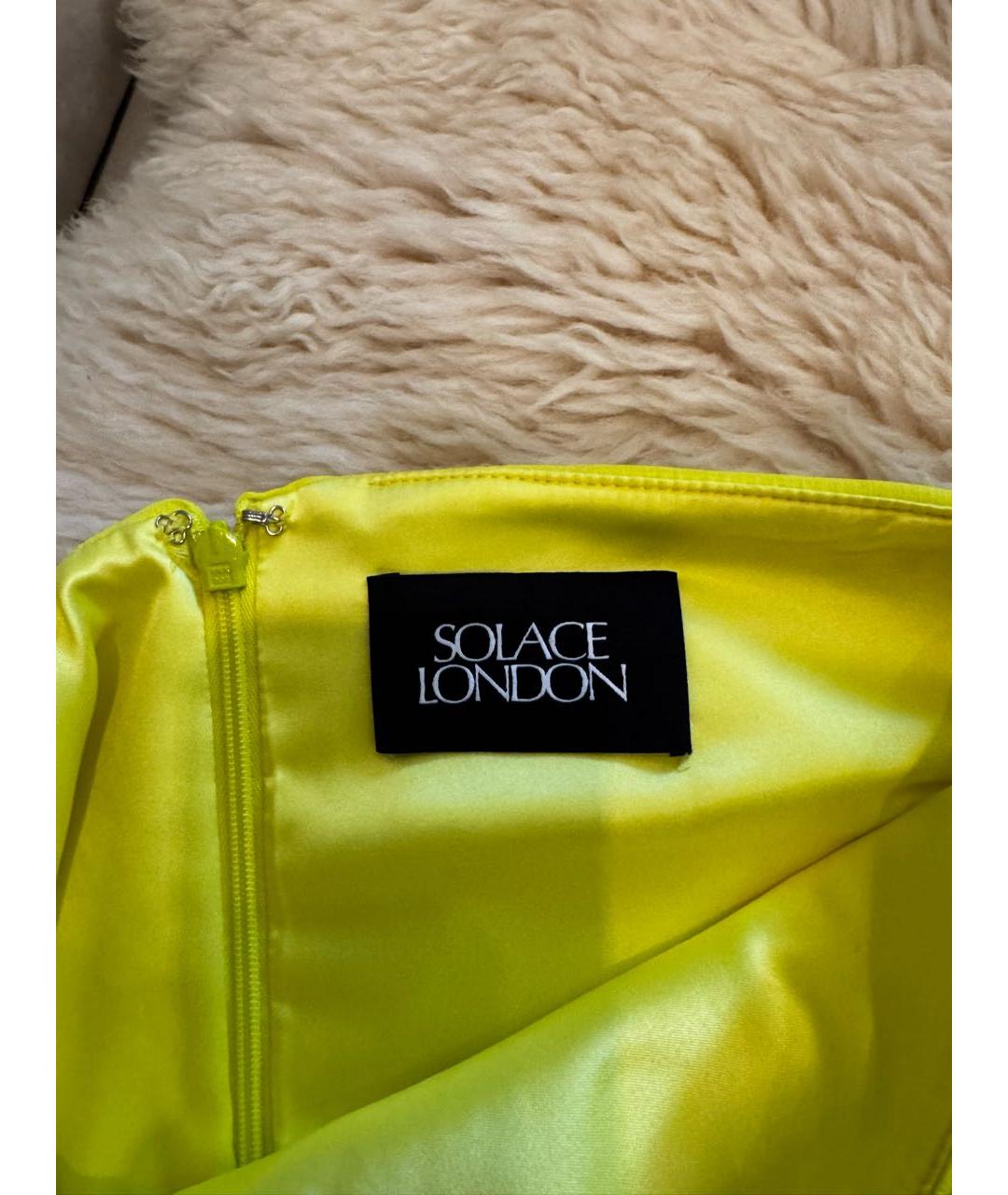 SOLACE LONDON Желтое полиэстеровое коктейльное платье, фото 6
